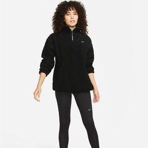 NWT Nike Therma-FIT quarter zip pull over, black, size S Sherpa material